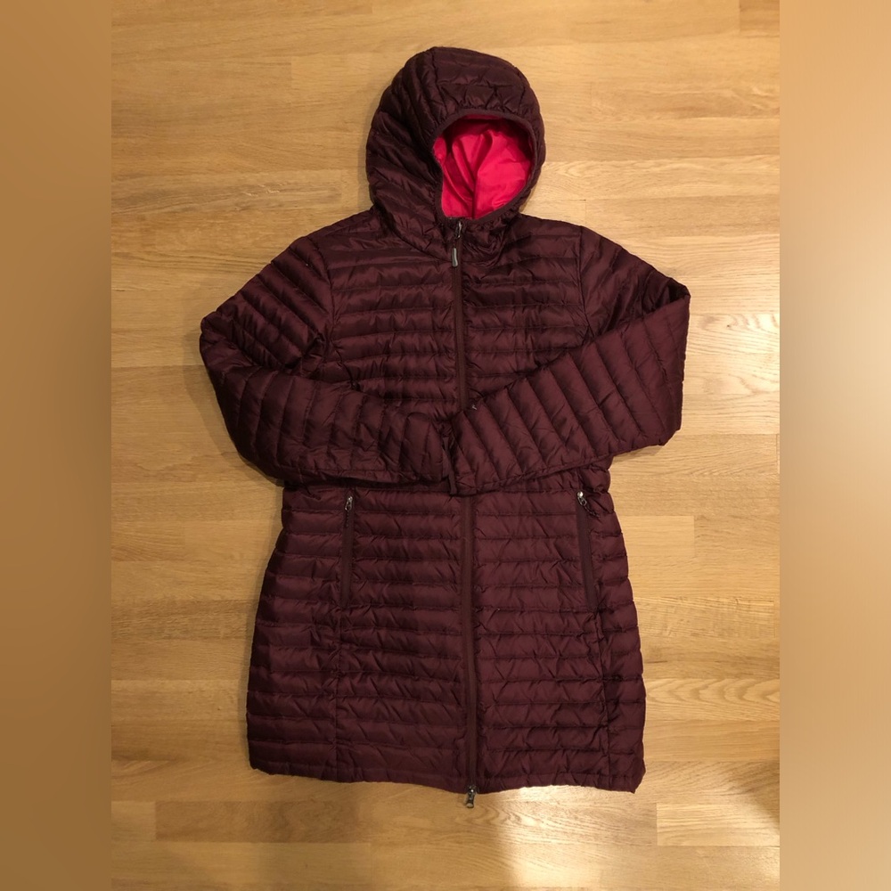 Eddie Bauer Maroon Hooded Puffer Coat